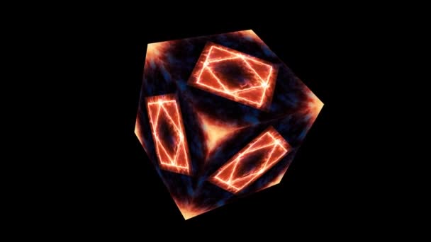 Eternal magic flame cube empty core energy surface — Stock Video