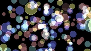 Renkli ışık kabarcığı ilahi boyut bokeh bulanık siyah ekran arkaplanı