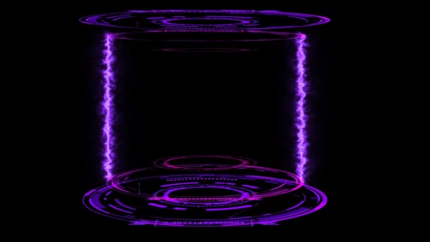 Capsula di laboratorio digitale con nebulosa laser viola — Video Stock