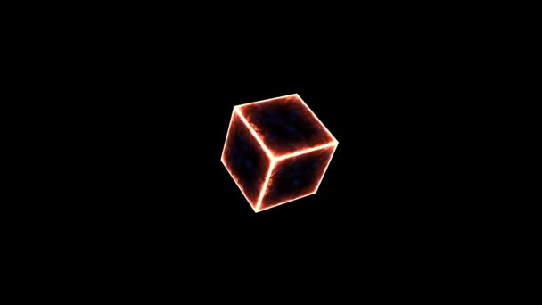Cubo de chama eterna superfície de energia do núcleo vazio — Vídeo de Stock