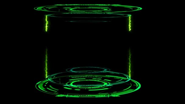 Capsula di laboratorio digitale con bullone tuono verde laser — Video Stock
