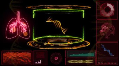 MRNA simülasyonu lazer yeşil ve halka gök gürültüsü araştırma ve analizi ile bilgisayar dijital laboratuvarında tedavi COVID 19 mutasyonu korumak için