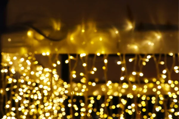 Zlatá Žlutá Abstrakt Rozmazané Bokeh Záře Interiér Světlo Noční Zahrada — Stock fotografie