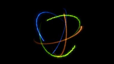 Atom sonsuz turuncu ateş yeşil doğa ve mavi gök gürültüsü enerjisiyle hareket ediyor.