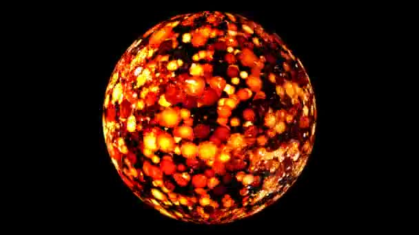 Abstract lava bal rood oranje vlam toon willekeurig vliegen langzaam in kristal glas rollen — Stockvideo