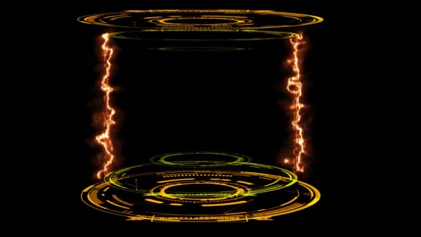 Digitální laboratorní kapsle s laserovou energií plamene na černé obrazovce — Stock video