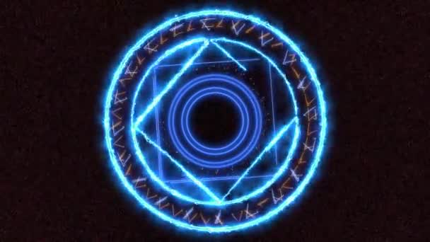 Magic kruh mocná modrá barva energie dvojité nebe šest hvězd rotující souhvězdí pozadí — Stock video