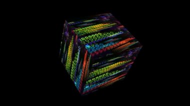 Kuantum bilgisayar çekirdeği soyut fütüristik teknoloji dijital katman boyutu holografik süreç ve büyük veri analizi