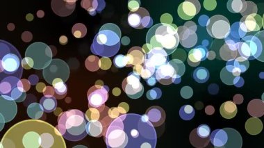 Renkli pastel ışık kabarcığı ilahi boyut bokeh bulanık koyu ekran arkaplanı