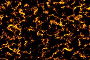 Lav alevi parlak mineral hattını siyah mermer iç döşeme, duvar ve zemin zemininde parlıyor.