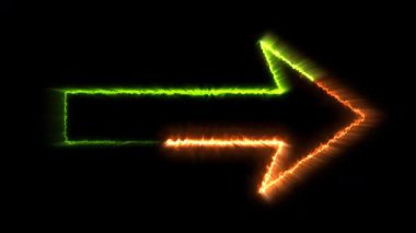 Parlak Neon Ok Tasarımı Siyah Arkaplanda Yeşil ve Turuncu Renkler