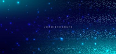 Dot pattern digital communication hi tech on dark blue background. Vector illustration