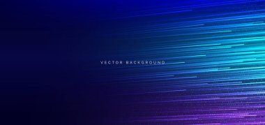 Soyut geometrik yatay çizgiler koyu mavi arka planda hızlanır. Yüksek hızlı hareket kavramı. Vektör illüstrasyonu