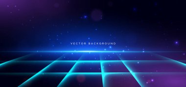 Scene digital technology light blue with sparkle on dark blue background. Cyber futuristic data network concept. Vector illustration 