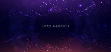 Wave particel digital glowing on dark background. Futuristic technology data communication science concept. Vector illustration