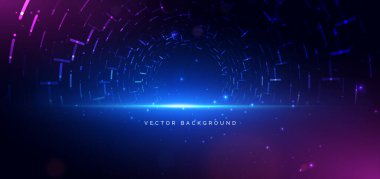 Technology futuristic digital data linking network connection dotted glowing on dark background. Vector illustration