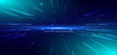 Soyut geometrik diyagonal çizgiler teknolojisi koyu mavi arka plan üzerinde. Yüksek hızlı hareket kavramı. Vektör illüstrasyonu