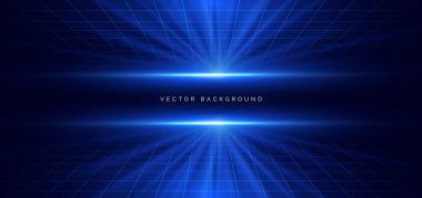 Koyu arkaplanda açık mavi fütüristik ağ çizgileri. Teknoloji ağı iletişim konsepti. Vektör illüstrasyonu