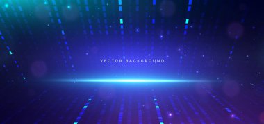 Teknoloji fütüristik kare şablonu. Mavi çizgiler, karanlık arka planda ışık efektiyle çaprazlanmış. Bilim analiz konsepti. Vektör illüstrasyonu