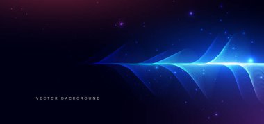 Lacivert arka planda soyut mavi dalga çizgileri teknolojisi. Yüksek hızlı hareket kavramı. Vektör illüstrasyonu