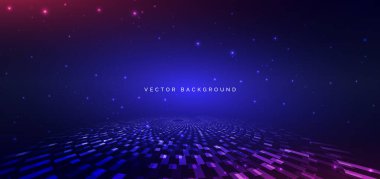 Koyu mavi arka planda ışık efektli yüksek teknoloji ürünü. Teknoloji fütüristik konsepti. Vektör illüstrasyonu