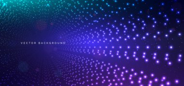 Koyu mavi arka planda parlayan kıvrımlı tünel. Soyut siber fütüristik geçmiş. Vektör illüstrasyonu