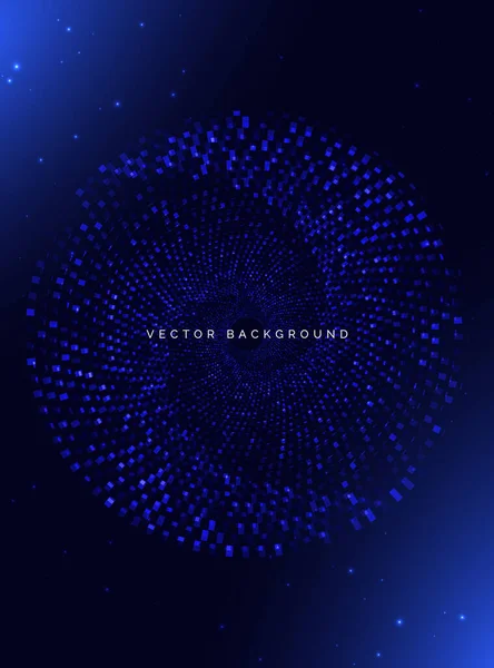 Soyut kare kıvrımları koyu arkaplanda parlıyor. Ürün tasarım konsepti için poster. Vektör illüstrasyonu