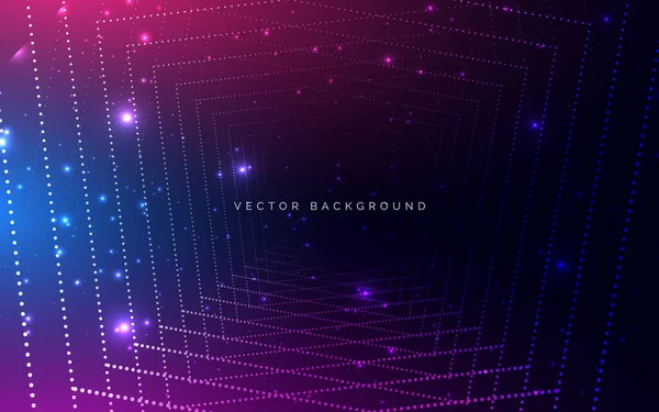 Soyut neon mavisi ve mor parlak ışık deseni koyu arkaplanda. Vektör illüstrasyonu