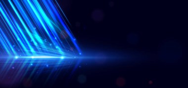 Abstract blue light diagonal on dark blue background. Speed motion moving movement concept. Vector illustration.