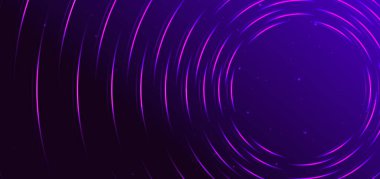 Koyu arkaplanda pembe parlak daireler çiziyor. Hızlı hareket kavramı. Vektör illüstrasyonu