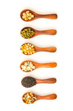 Tahıl Mısır, fasulye, soya, susam ile sağlıklı ürün. Mil