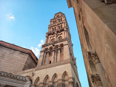 Looking at the bell tower in Split 