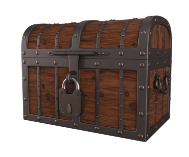 Klasik Tahta Hazine Sandığı Metal Kilitli 3D