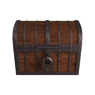 Klasik Tahta Hazine Sandığı Metal Kilitli 3D