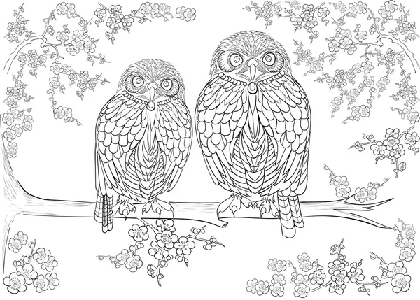 Decorative Owl on a Flowering Branch Coloring Book for Adults. Hand Drawn  Decorative Owl for the Anti Stress Coloring Page Stock Vector -  Illustration of abstract, drawn: 116211446