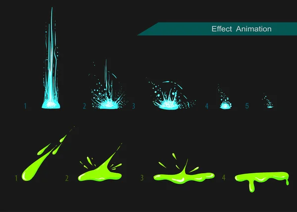 Efeito vetorial. Efeito para o jogo. Explodir animação efeito. Molduras de explosão de desenhos animados — Vetor de Stock