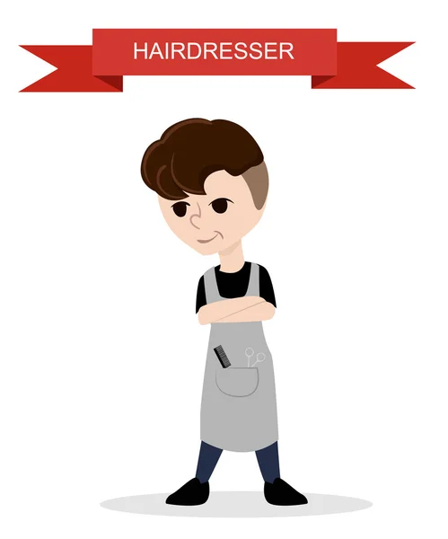 O cabeleireiro na moda. Cabeleireiro plano — Vetor de Stock