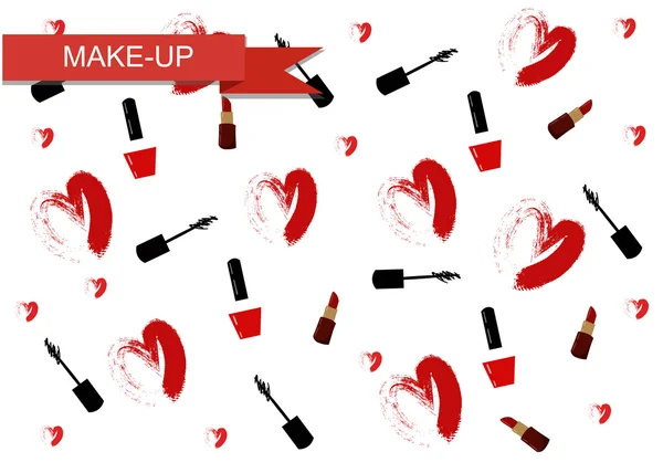 Vector illustratie voor cosmetische ontwerp. Objecten met een make-up artiest. Beauty stijl. Beauty blogger. Make-up achtergrond — Stockvector