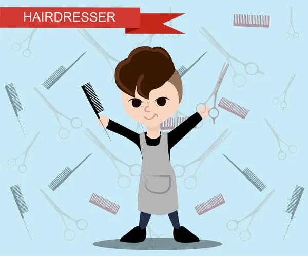 O cabeleireiro na moda. Cabeleireiro plano —  Vetores de Stock