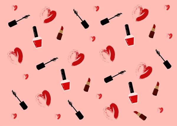 Vector illustratie voor cosmetische ontwerp. Objecten met een make-up artiest. Beauty stijl. Beauty blogger. Make-up achtergrond — Stockvector