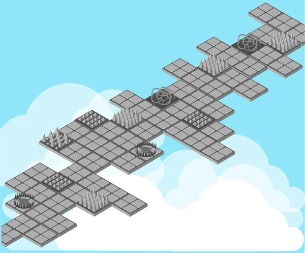 게임에 대한 아이소메트릭 트랩. 트랩 세트. 게임 설정합니다. 게임 풍경 — 스톡 벡터
