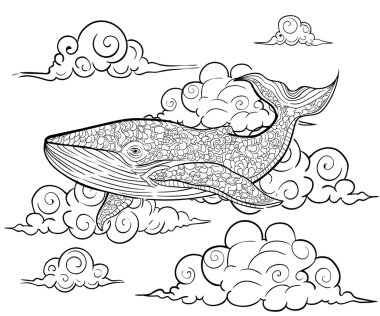 Elle çizilmiş mürekkep desen. Yetişkin için boyama kitabı