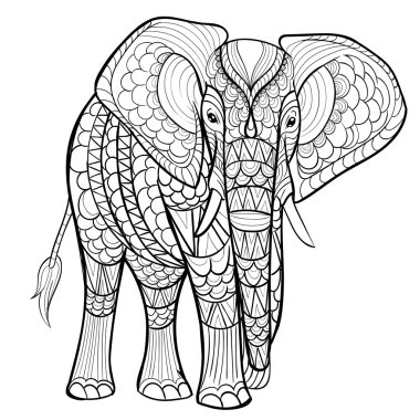 Elle çizilmiş mürekkep desen. Yetişkin için boyama kitabı