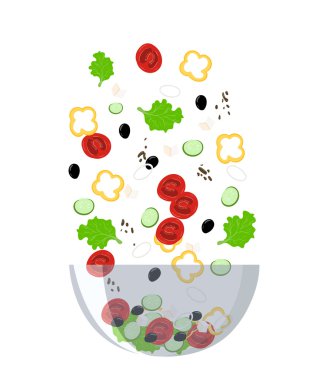 Salata pişirme koleksiyonu arka plan tuz biber baharatkuşkonmaz Yunan salatası menü restoran tarifi