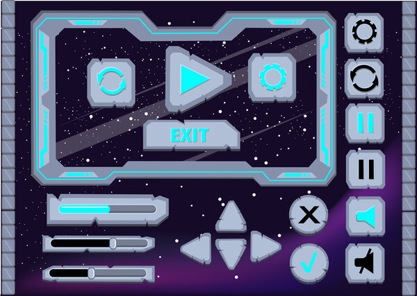 Interface game design user interface Interface buttons set for space games or apps ui