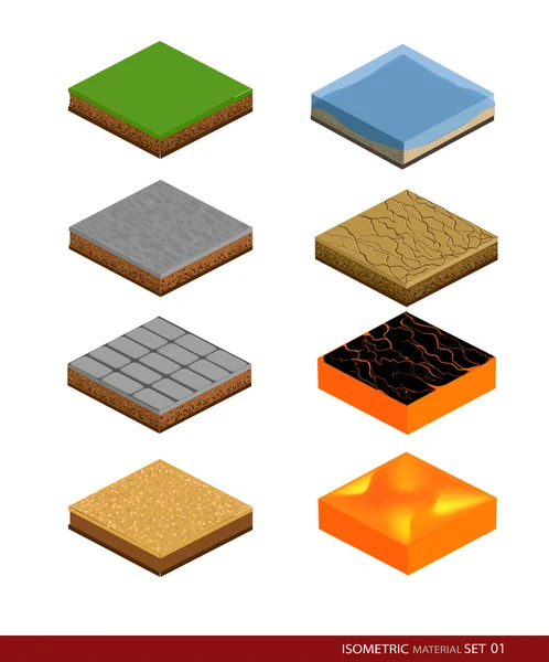 Izometrické materiál pro hru. Pozadí pro hru. Materiálů a textur pro hru — Stockový vektor