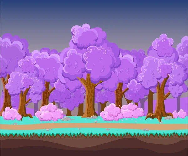 Landscape for game.Background for game. Seamless cartoon landscape. vector unending background. — Stock Vector