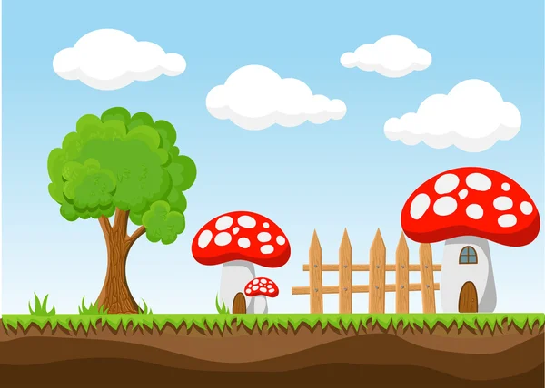 Paisagem para jogo.Fundo para o jogo. Paisagem de desenhos animados sem costura. vector fundo interminável . —  Vetores de Stock