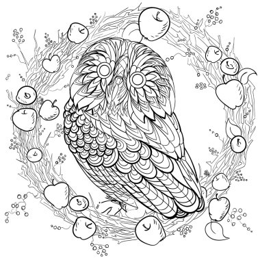 Elle çizilmiş mürekkep desen. Yetişkin için boyama kitabı