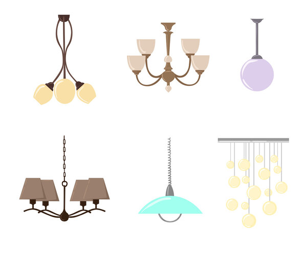 Chandelier silhouette isolated on White background. Set of candlesticks and chandeliers. Vector illustration. hanging lamp vector, chandelier vector, decorate icon set